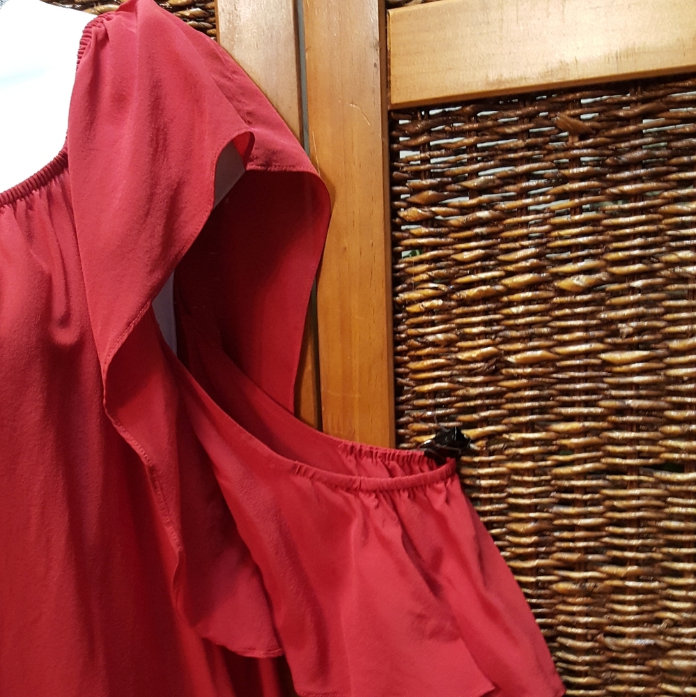 Mika Mindel Red Cold Shoulder Style Top View 5